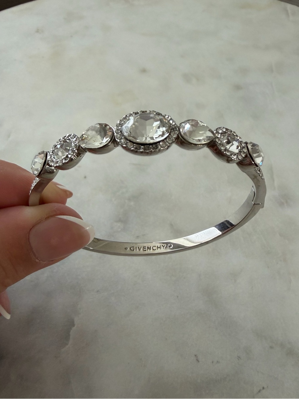 Givenchy Silver-tone Crystal Bangle